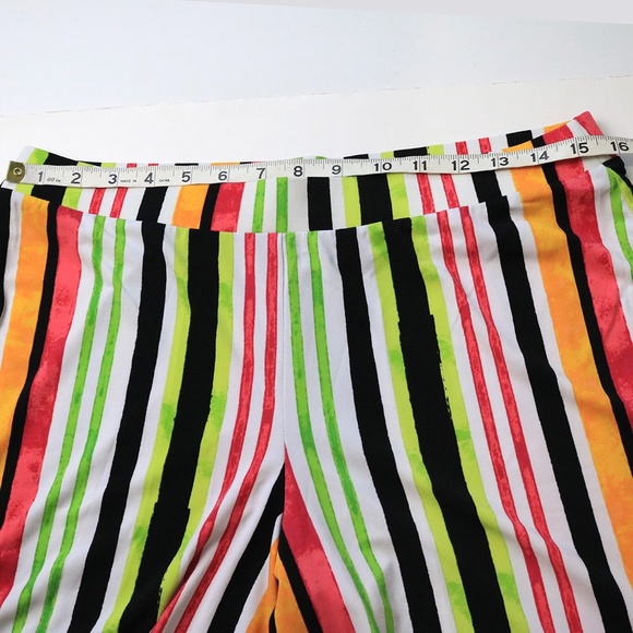 C Est 1946 Women Size M Colorful Stripe Stretch Pull On Wide Leg High Rise Pants - Picture 4 of 10